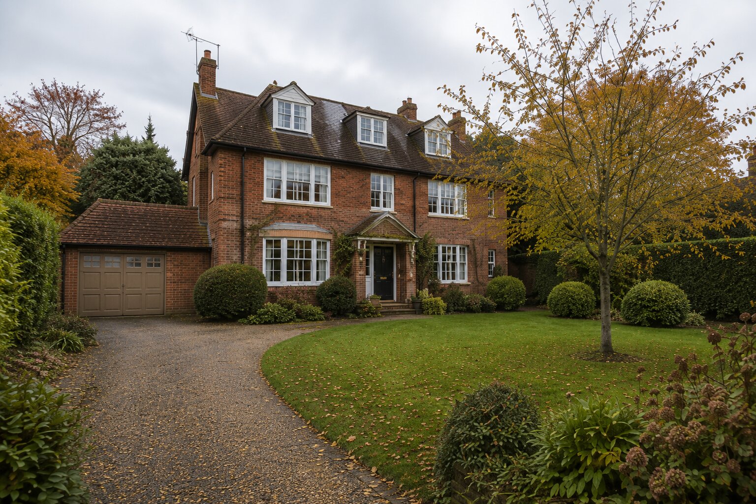 Front garden before Signature Care maintenance, with overgrown hedging and tired presentation areas.